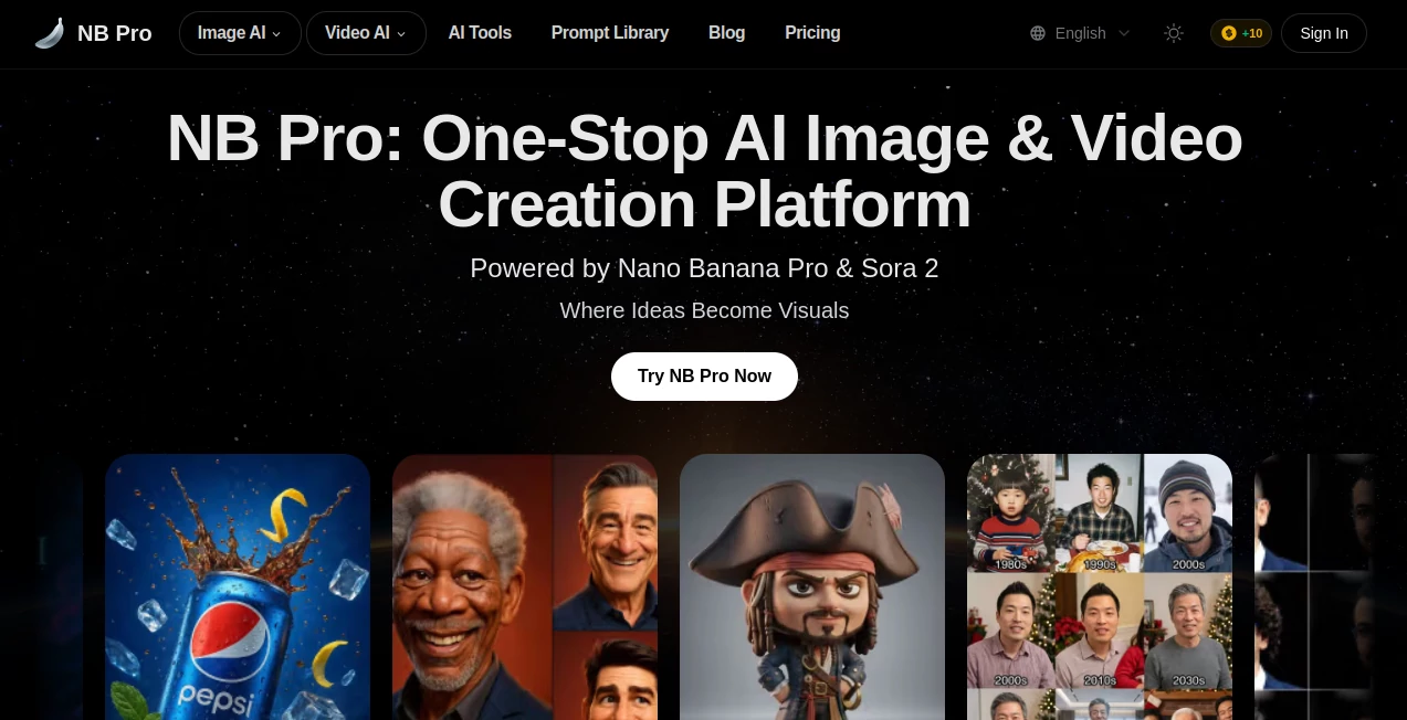Screenshot of NB Pro – An AI tool in the ,AI Animated Video ,AI Image to Video ,AI Text to Video ,AI Video Generator  category, showcasing its interface and key features.