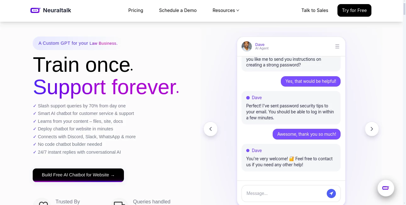 Screenshot of Neuraltalk – An AI tool in the ,AI Writing Assistants ,AI Customer Service Assistant ,AI Response Generator ,AI Chatbot  category, showcasing its interface and key features.