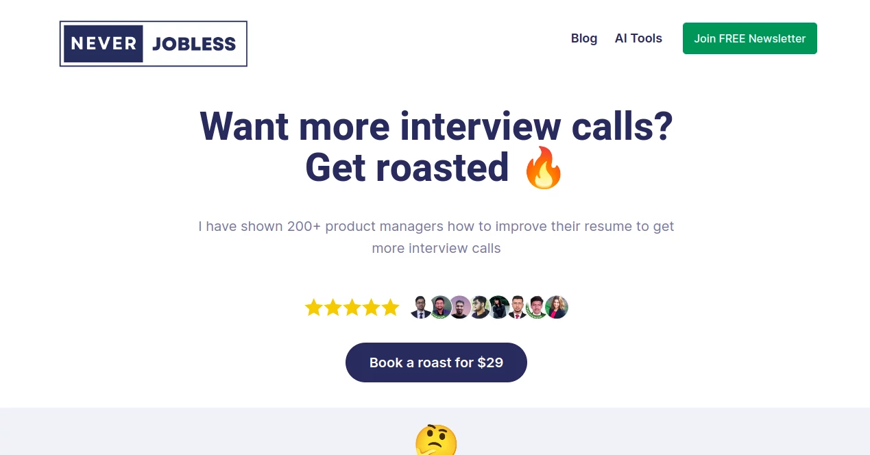 Screenshot of Never Jobless – An AI tool in the ,AI Interview Assistant ,AI Recruiting ,AI Resume Builder ,AI Cover Letter Generator  category, showcasing its interface and key features.