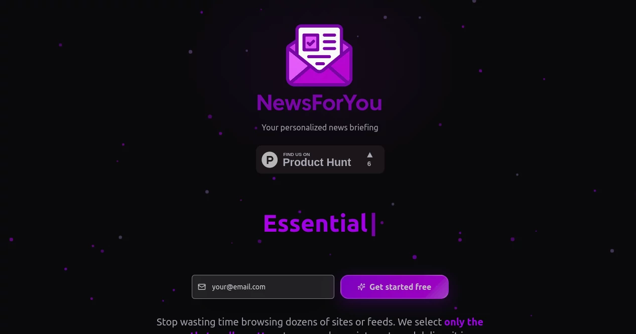 Screenshot of NewsForYou AI – An AI tool in the ,AI Summarizer ,AI Content Generator ,AI Research Tool ,AI Newsletter  category, showcasing its interface and key features.