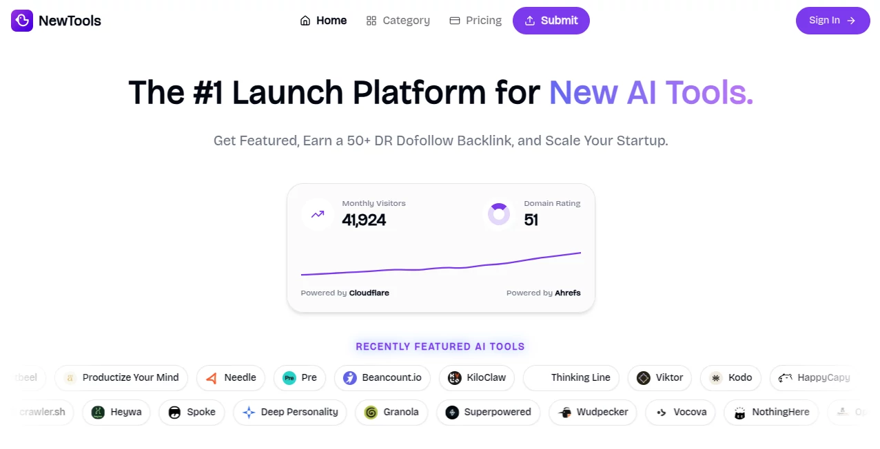 Screenshot of NewTools site – An AI tool in the ,AI Tools Directory  category, showcasing its interface and key features.
