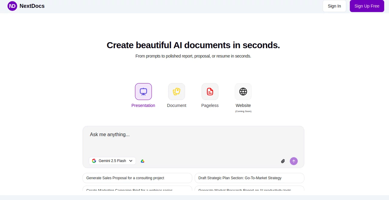 Screenshot of NextDocs – An AI tool in the ,AI Knowledge Base ,AI Productivity Tools ,AI Workflow Management ,AI Documents Assistant  category, showcasing its interface and key features.