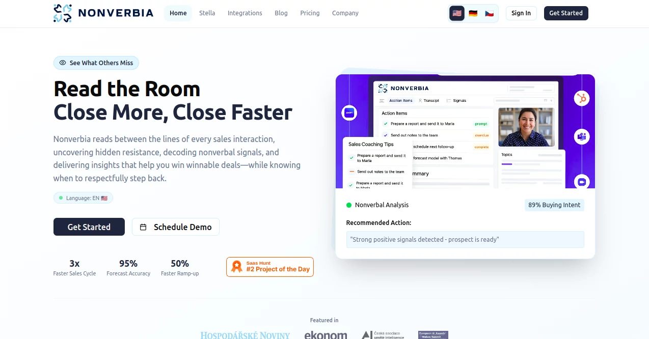 Screenshot of Nonverbia – An AI tool in the ,AI Sales Assistant ,AI Coaching ,AI Meeting Assistant ,AI Video Recording  category, showcasing its interface and key features.
