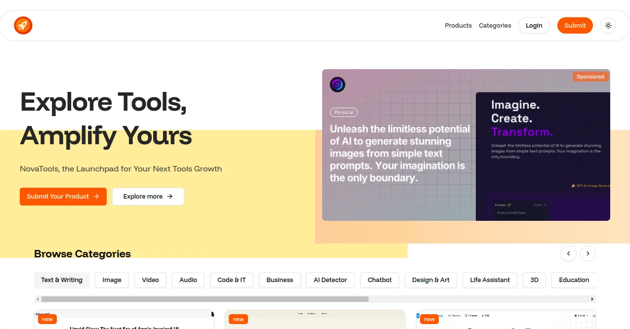 Screenshot of novatools – An AI tool in the ,AI Tools Directory  category, showcasing its interface and key features.