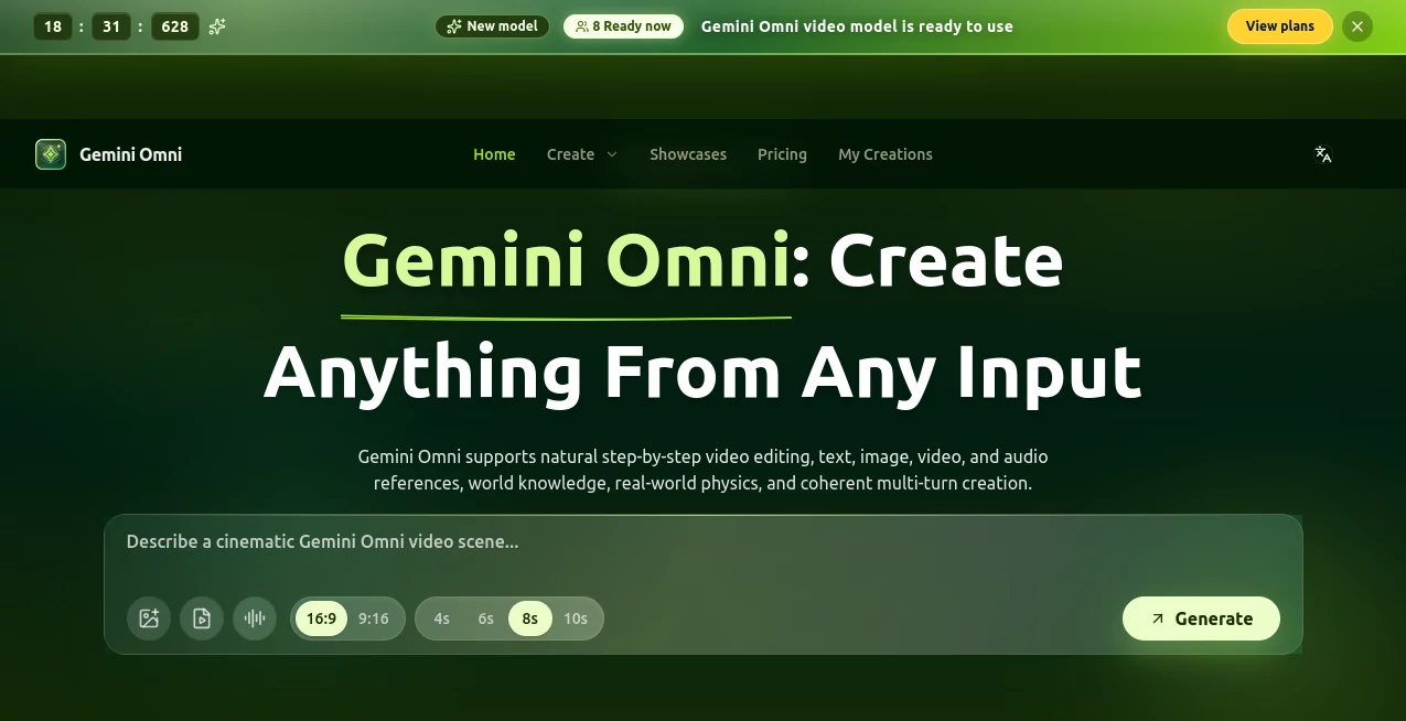 Screenshot of Gemini Omni – An AI tool in the ,AI Animated Video ,AI Image to Video ,AI Text to Video ,AI Video Generator  category, showcasing its interface and key features.