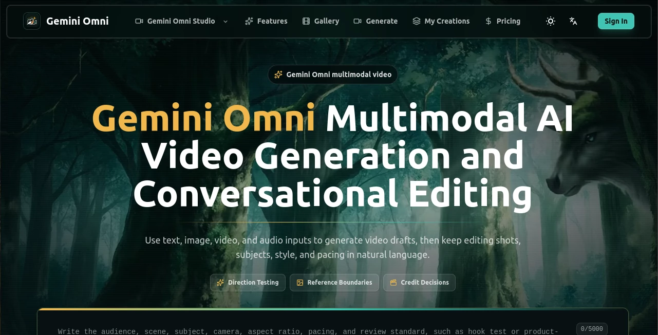 Screenshot of OmniGemini – An AI tool in the ,AI Animated Video ,AI Image to Video ,AI Text to Video ,AI Video Generator  category, showcasing its interface and key features.