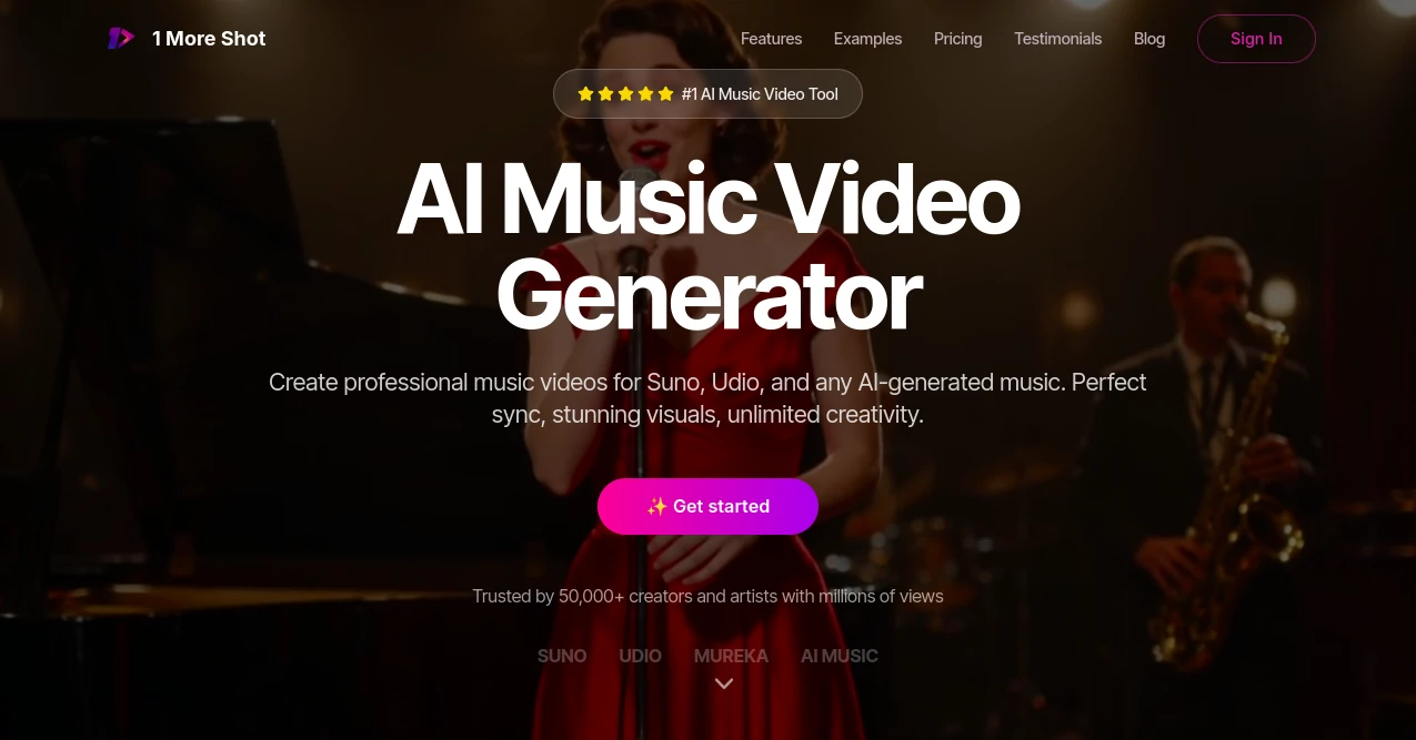 Screenshot of 1 More Shot – An AI tool in the ,AI Animated Video ,AI Music Video Generator ,AI Thumbnail Maker ,AI Video Generator  category, showcasing its interface and key features.
