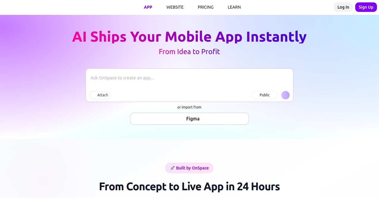 Screenshot of OnSpace AI – An AI tool in the ,AI Website Builder ,AI No-Code & Low-Code ,AI Developer Tools ,AI App Builder  category, showcasing its interface and key features.