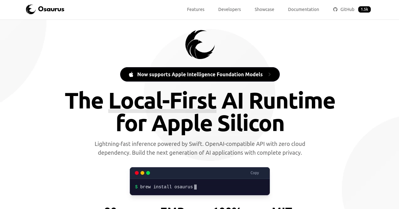 Screenshot of Osaurus – An AI tool in the ,AI Developer Tools ,Other  category, showcasing its interface and key features.