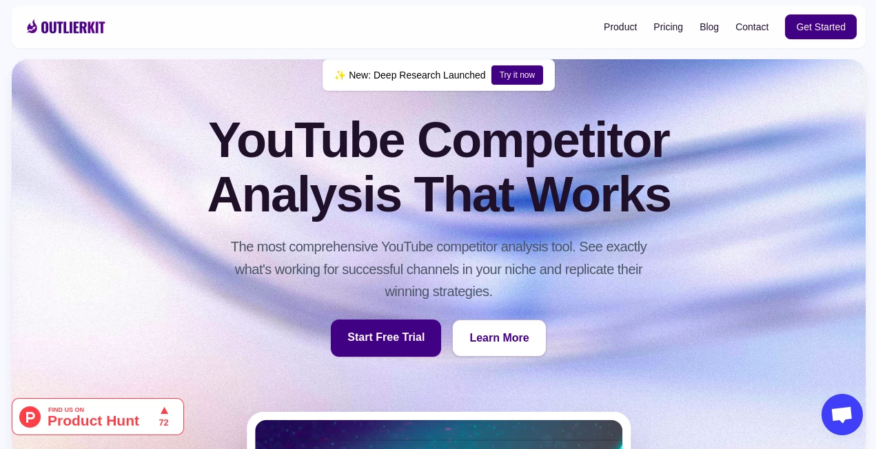 Screenshot of OutlierKit – An AI tool in the ,AI Research Tool ,AI YouTube Assistant ,AI Analytics Assistant ,AI SEO Assistant  category, showcasing its interface and key features.