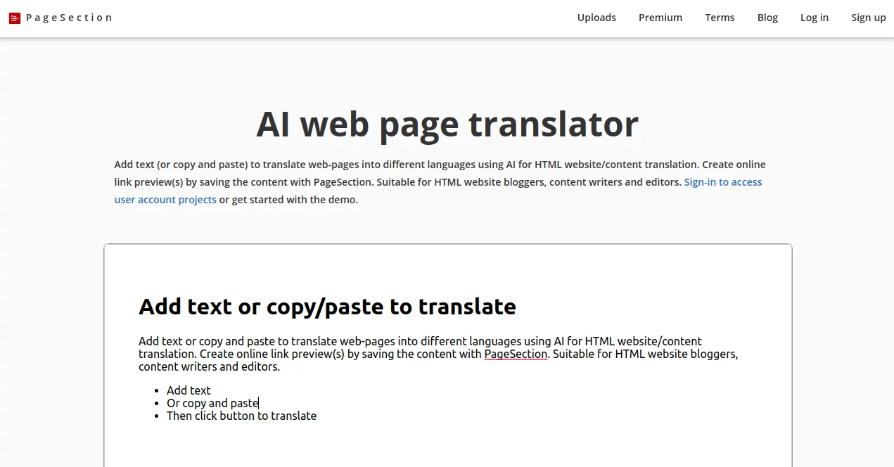 Screenshot of AI page translator – An AI tool in the ,AI Translate ,AI Content Generator ,AI Education Assistant  category, showcasing its interface and key features.