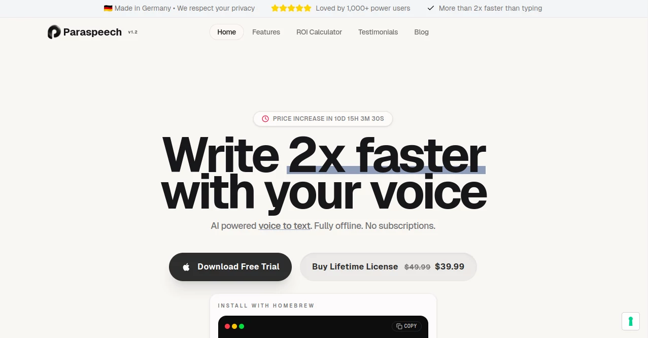 Screenshot of Paraspeech – An AI tool in the ,AI Transcription ,AI Writing Assistants ,AI Speech to Text ,AI Productivity Tools  category, showcasing its interface and key features.
