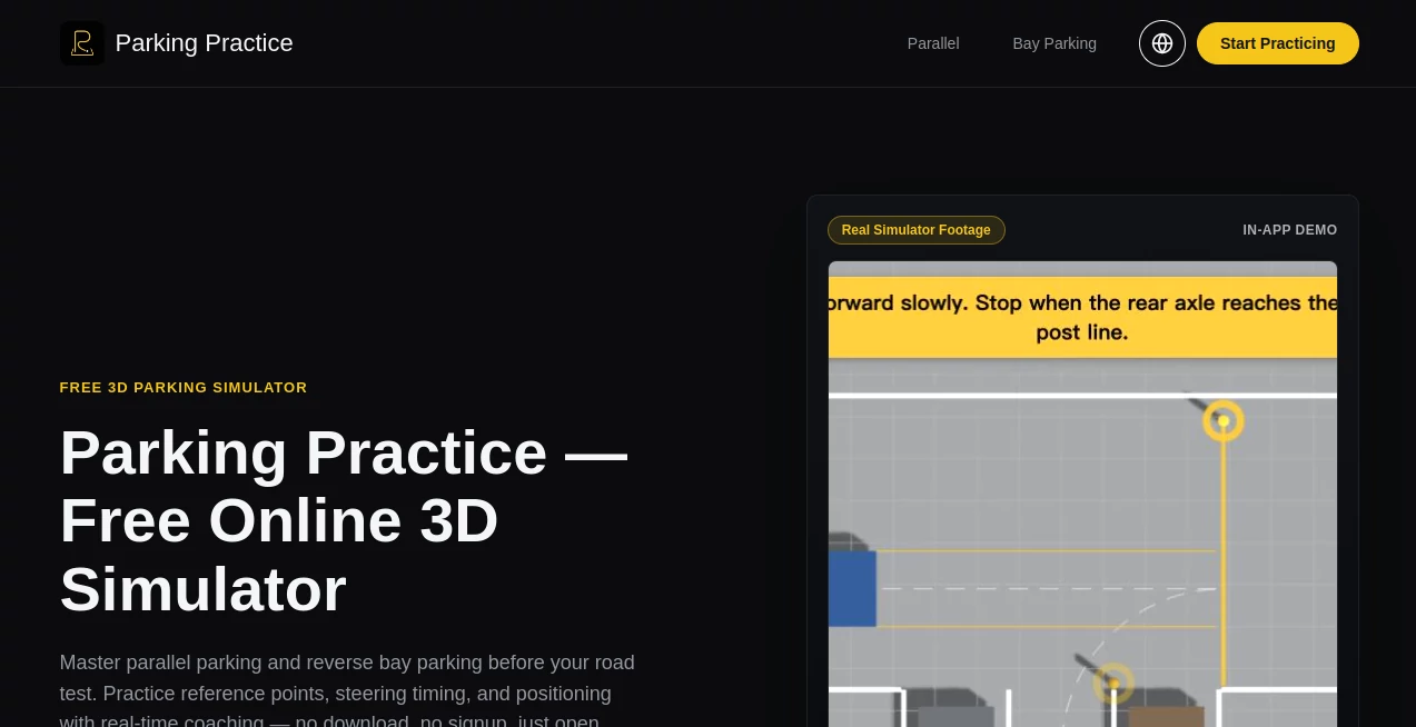 Screenshot of Parking Practice – An AI tool in the ,AI Life Assistant ,AI Coaching ,AI Tutorial ,AI Education Assistant  category, showcasing its interface and key features.
