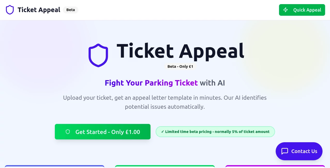 Screenshot of Ticket Appeal – An AI tool in the ,AI Letter Writer ,AI Content Generator ,AI Research Tool ,AI Legal Assistant  category, showcasing its interface and key features.