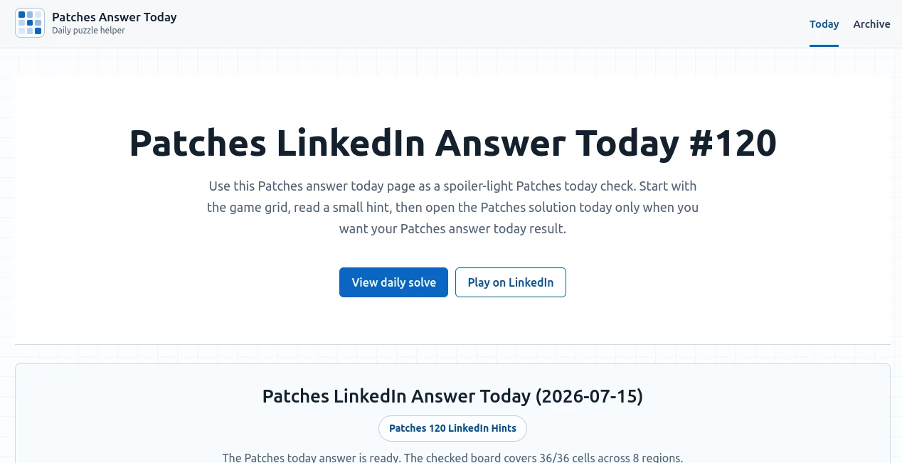 Screenshot of Patches Answer Today – An AI tool in the ,AI General Writing ,AI Research Tool ,AI Chatbot ,AI Knowledge Management  category, showcasing its interface and key features.