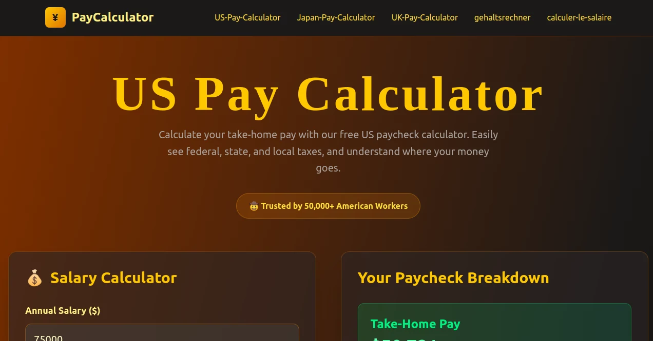 Screenshot of PayCalculator – An AI tool in the ,AI Accounting Assistant ,AI Research Tool ,AI Tax Assistant  category, showcasing its interface and key features.