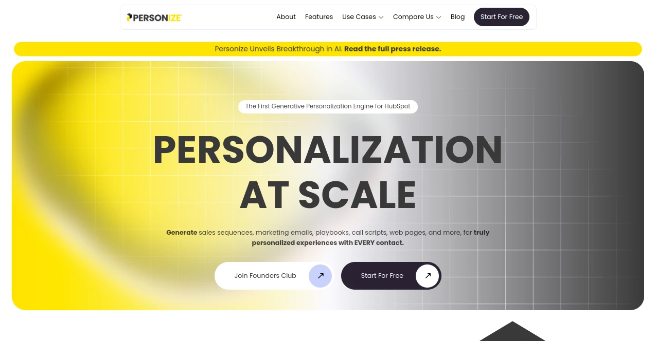 Screenshot of Personize` – An AI tool in the ,AI CRM Assistant ,AI Email Assistant ,AI Response Generator ,AI Lead Generation  category, showcasing its interface and key features.