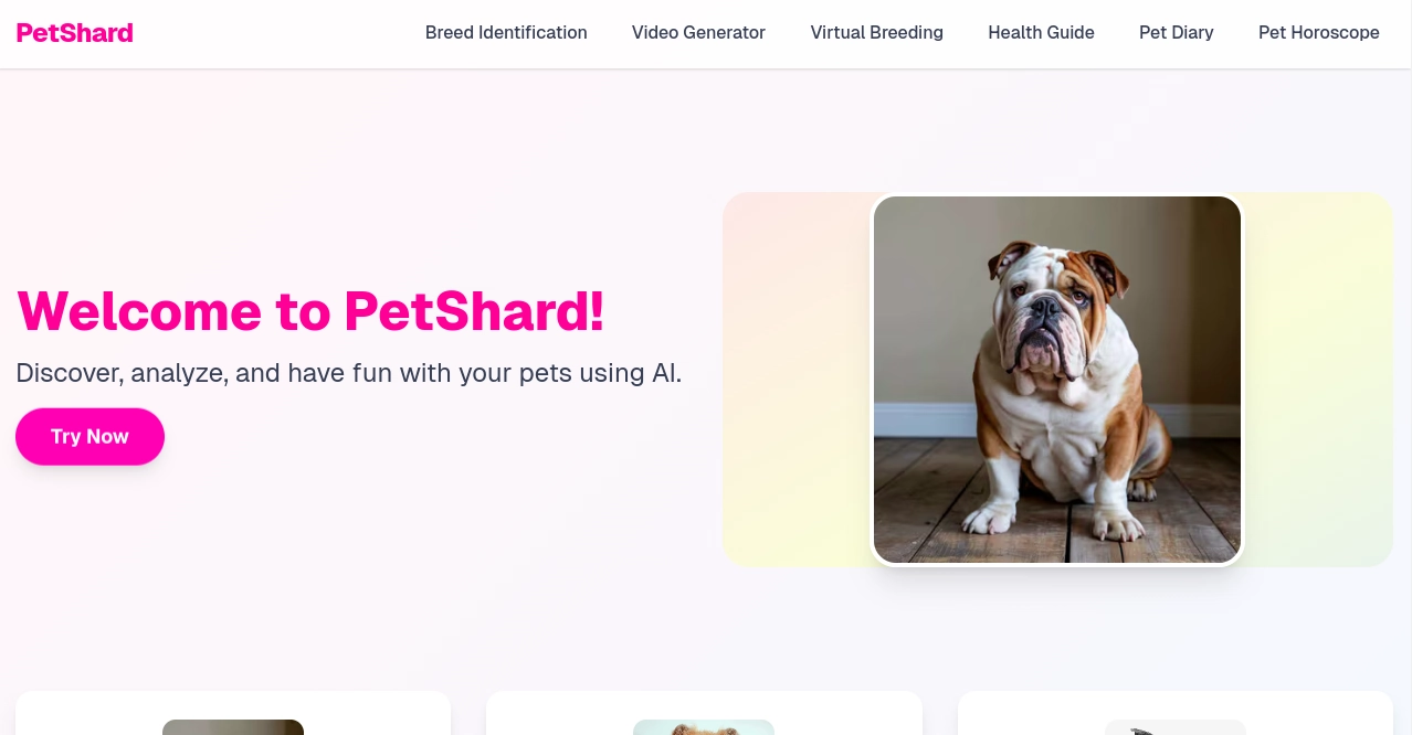 Screenshot of PetShard – An AI tool in the ,Other  category, showcasing its interface and key features.