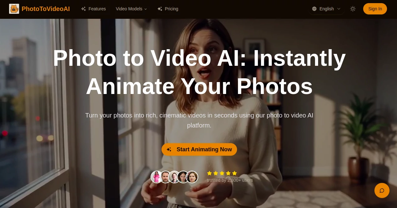 Screenshot of PhotoToVideoAI – An AI tool in the ,AI Animated Video ,AI Image to Video ,AI Video Generator ,AI Short Clips Generator  category, showcasing its interface and key features.