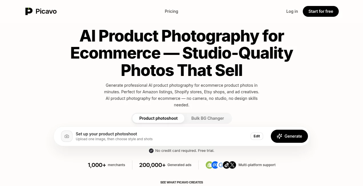Screenshot of Picavo – An AI tool in the ,AI Image to Image ,Photo & Image Editor ,AI Photo Enhancer ,AI Product Description Generator  category, showcasing its interface and key features.