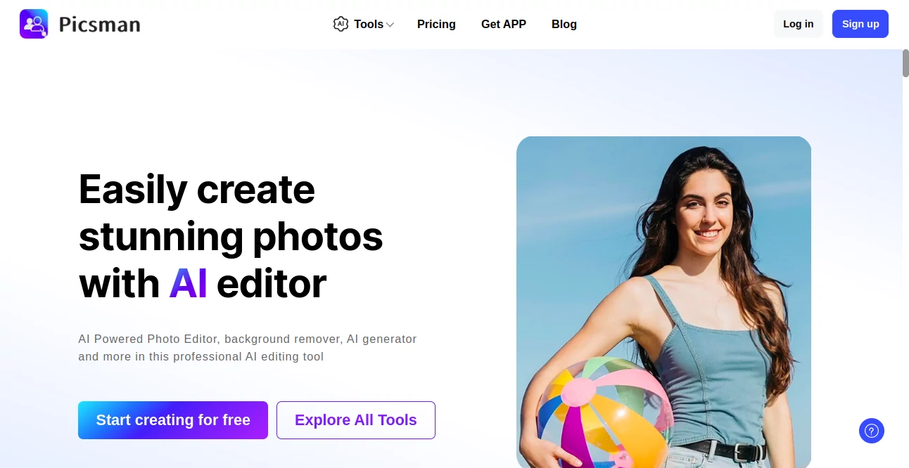 Screenshot of Picsman AI – An AI tool in the ,Photo & Image Editor ,AI Photo Enhancer ,AI Background Remover ,AI Clothing Generator  category, showcasing its interface and key features.
