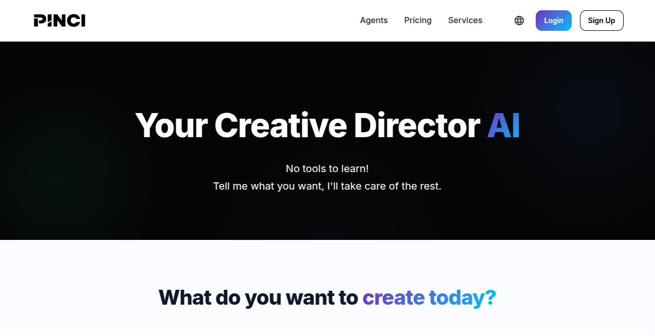 Screenshot of Pinci.ai – An AI tool in the ,AI Content Generator ,AI Image to Video ,AI Video Editor ,AI Video Generator  category, showcasing its interface and key features.
