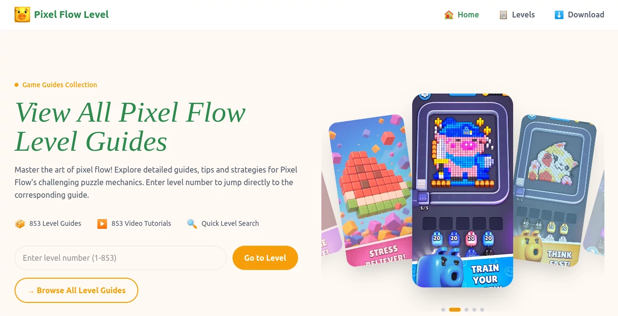 Screenshot of Pixel Flow Level – An AI tool in the ,AI Game ,AI Fun Tools ,Other  category, showcasing its interface and key features.