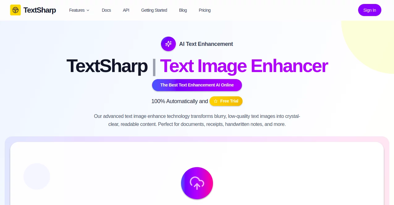 Screenshot of TextSharp | Text Image Enhancer – An AI tool in the ,Photo & Image Editor ,AI Photo Enhancer ,AI Image Scanning ,AI Image Recognition  category, showcasing its interface and key features.