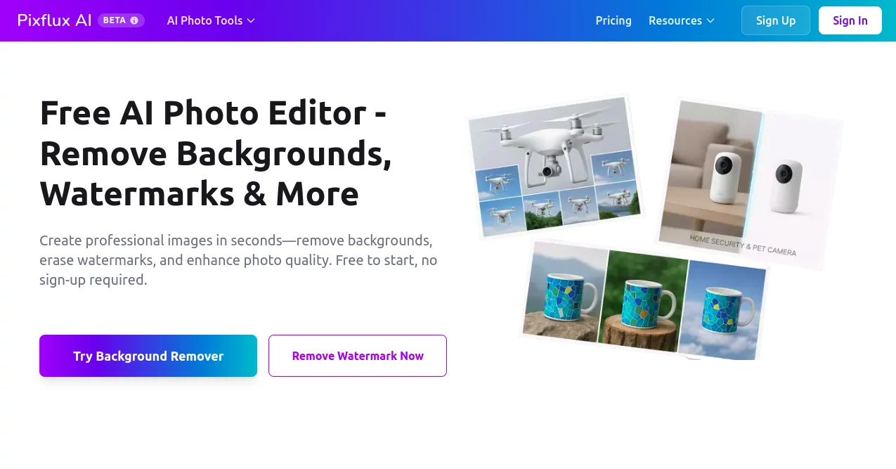 Screenshot of Pixflux AI – An AI tool in the ,Photo & Image Editor ,AI Photo Enhancer ,AI Background Remover ,AI Image to Image  category, showcasing its interface and key features.