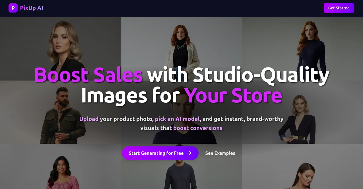 Screenshot of PixUp AI – An AI tool in the ,AI Photo & Image Generator ,Photo & Image Editor ,AI Photo Enhancer ,AI Design Generator  category, showcasing its interface and key features.