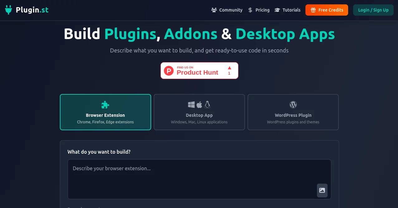 Screenshot of Plugin.st – An AI tool in the ,AI No-Code & Low-Code ,AI Code Generator ,AI API Design ,AI Developer Tools  category, showcasing its interface and key features.