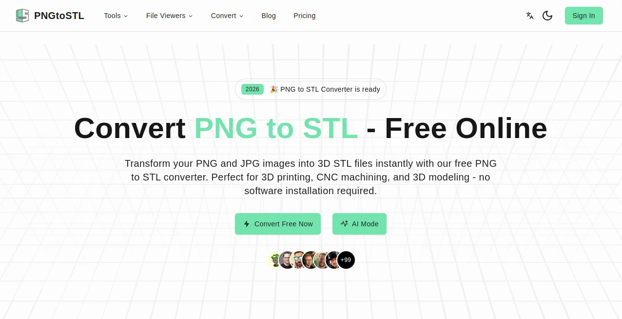 Screenshot of PNGtoSTL – An AI tool in the ,Photo & Image Editor ,AI Design Generator ,AI 3D Model Generator ,AI Image to 3D Model  category, showcasing its interface and key features.