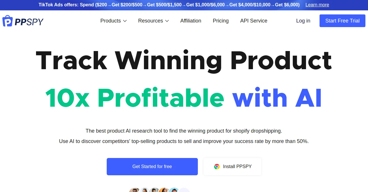 Screenshot of PPSpy – An AI tool in the ,AI Research Tool ,AI E-commerce Assistant ,AI SEO Assistant ,AI Ad Creative Assistant  category, showcasing its interface and key features.