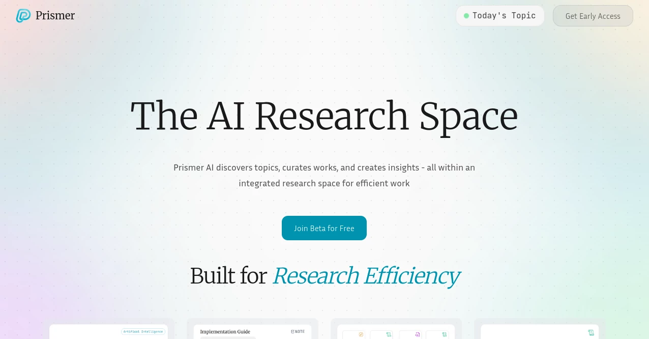Screenshot of Prismer ai – An AI tool in the ,AI Research Tool ,AI Knowledge Base ,AI Knowledge Graph ,AI Knowledge Management  category, showcasing its interface and key features.
