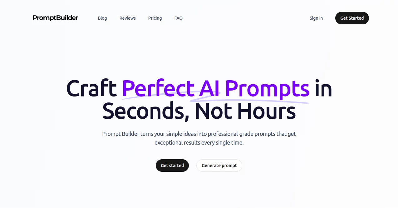Screenshot of PromptBuilder – An AI tool in the ,AI Creative Writing ,AI Content Generator ,Large Language Models (LLMs) ,Prompt  category, showcasing its interface and key features.