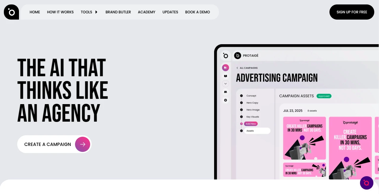 Screenshot of Protaigé – An AI tool in the ,AI Content Generator ,AI Ad Generator ,AI Marketing Plan Generator ,AI Email Generator  category, showcasing its interface and key features.