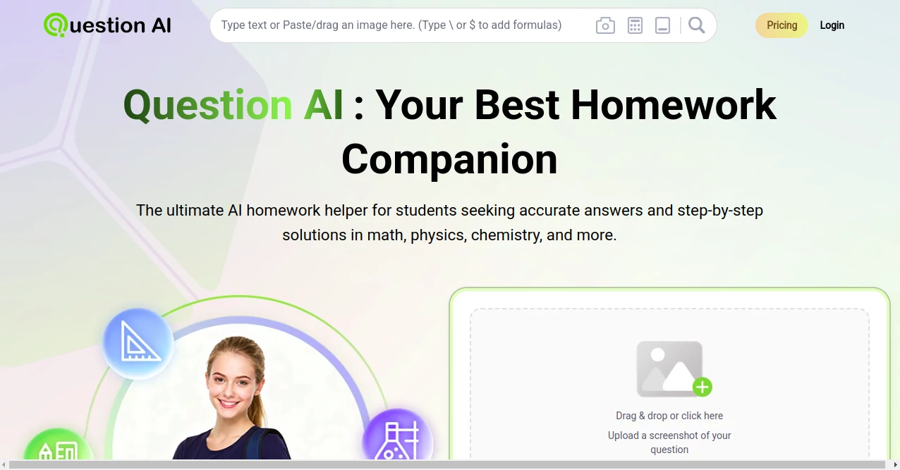 Screenshot of Question AI – An AI tool in the ,AI Homework Helper ,AI Tutorial ,AI Education Assistant ,AI Documents Assistant  category, showcasing its interface and key features.