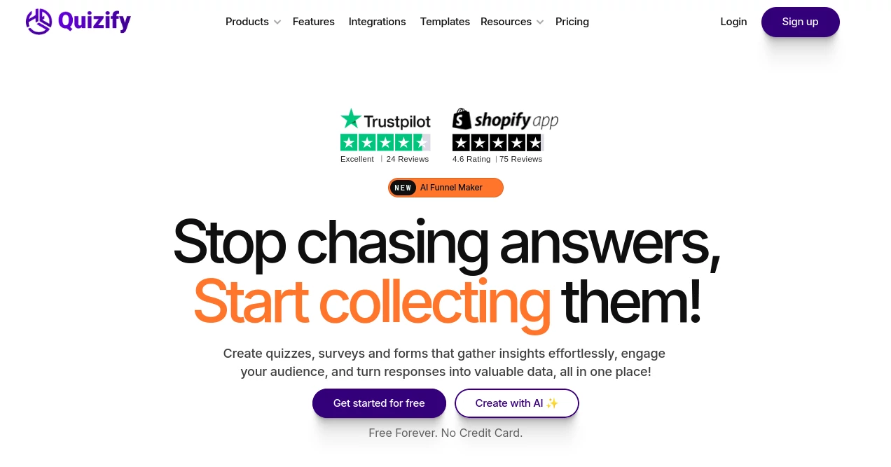 Screenshot of Quizify – An AI tool in the ,AI Marketing Plan Generator ,AI Lead Generation ,AI Quizzes ,AI Forms & Surveys  category, showcasing its interface and key features.