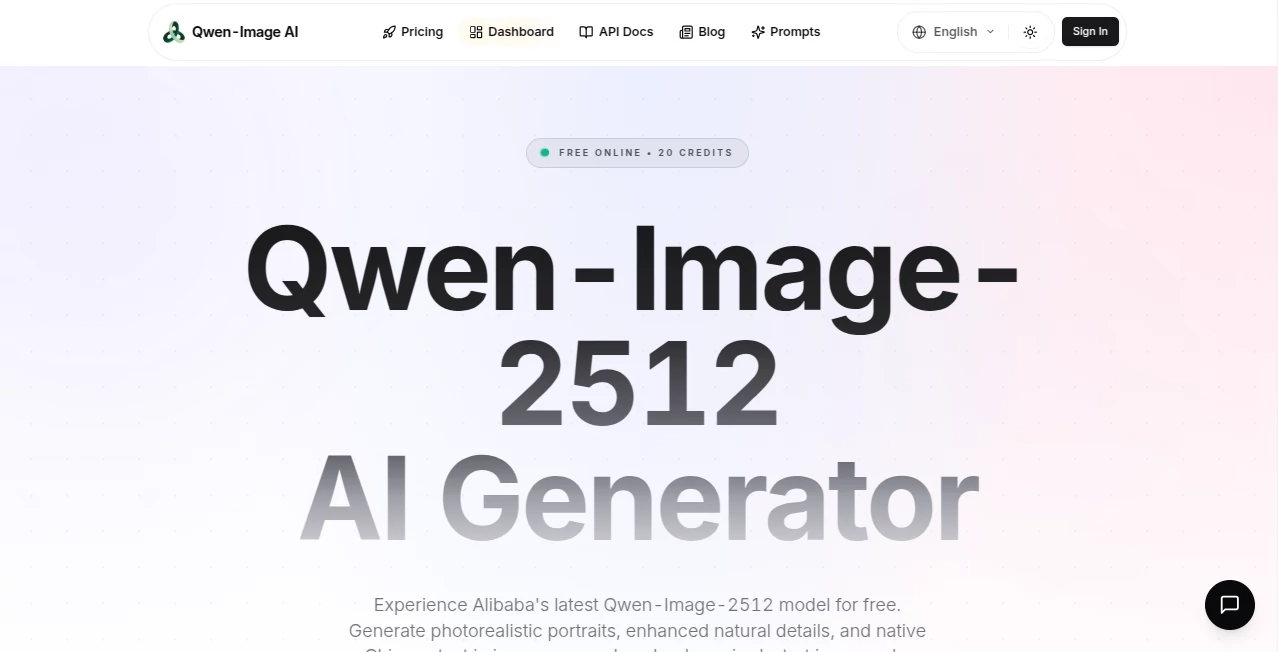 Screenshot of Qwen-Image AI – An AI tool in the ,AI Text to Image ,AI Photo & Image Generator ,AI Art Generator ,AI Design Generator  category, showcasing its interface and key features.
