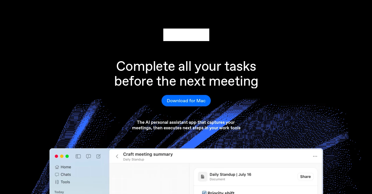 Screenshot of Radiant App – An AI tool in the ,AI Productivity Tools ,AI Task Management ,AI Meeting Assistant ,AI Notes Assistant  category, showcasing its interface and key features.