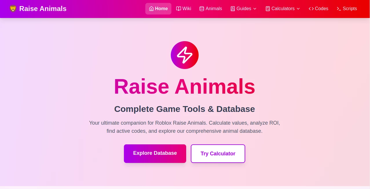 Screenshot of Raise Animals calculator – An AI tool in the ,AI Game ,AI Tools Directory  category, showcasing its interface and key features.