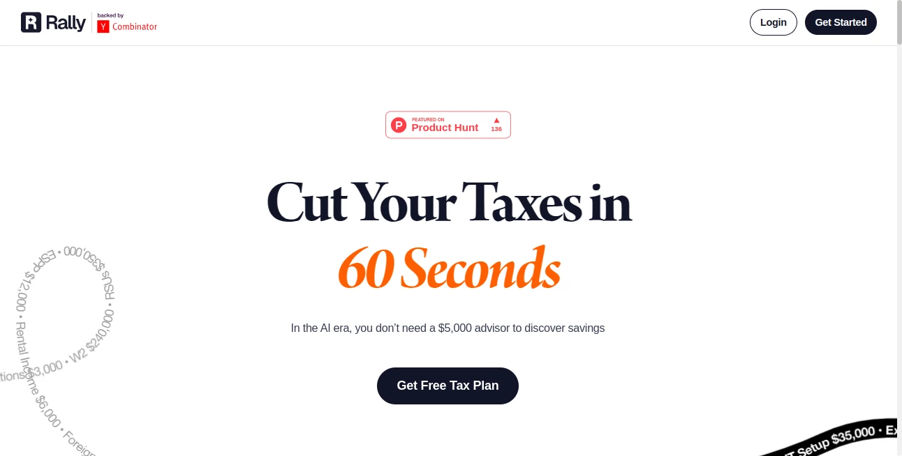 Screenshot of Rally – An AI tool in the ,AI Accounting Assistant ,AI Research Tool ,AI Tax Assistant ,AI Investing Assistant  category, showcasing its interface and key features.