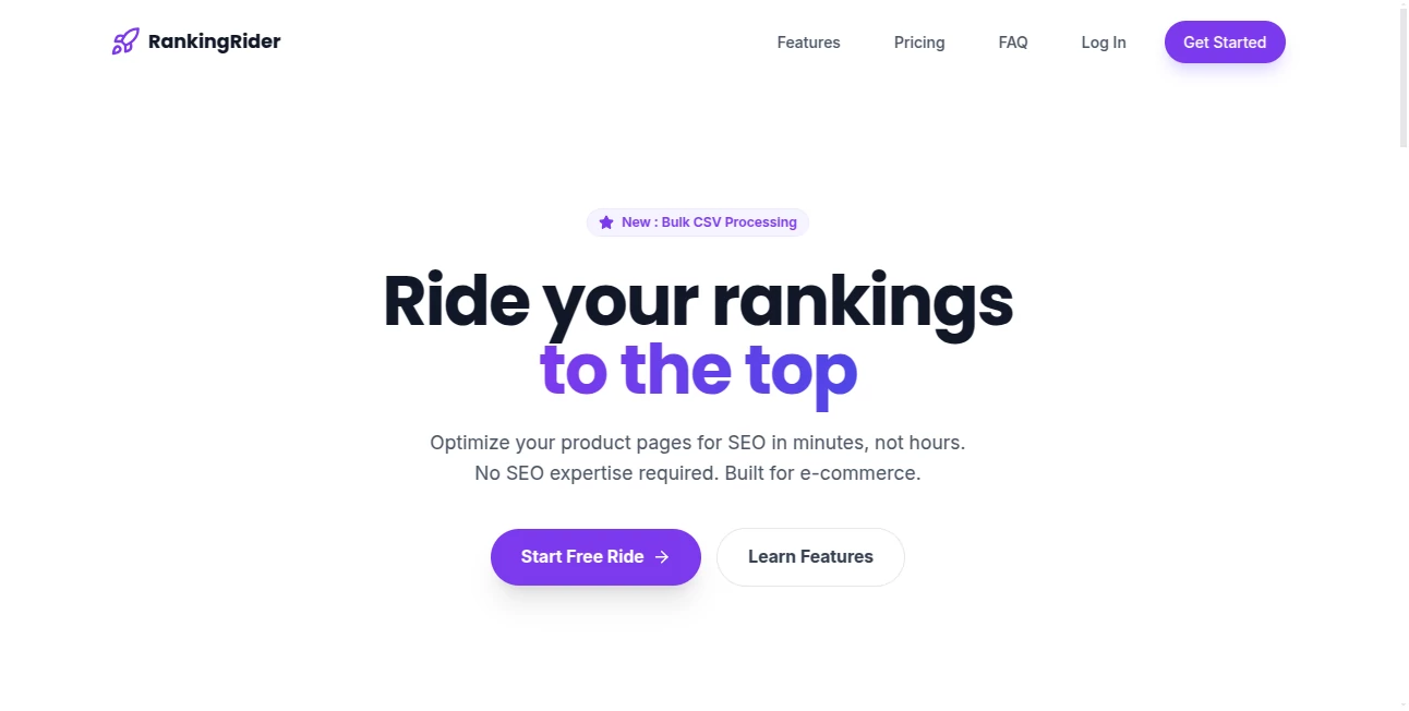 Screenshot of RankingRider – An AI tool in the ,AI SEO Assistant ,AI Marketing Plan Generator ,AI Digital Marketing Generator ,AI E-commerce Assistant  category, showcasing its interface and key features.