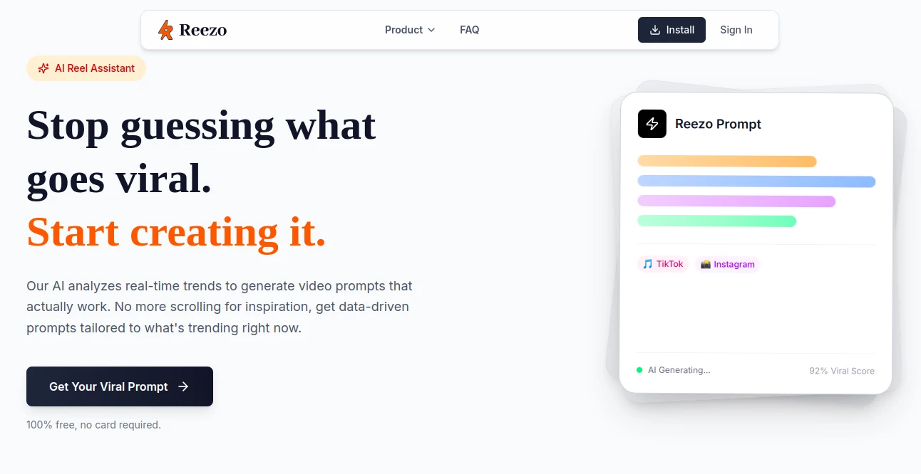 Screenshot of ReezoAI – An AI tool in the ,AI Content Generator  category, showcasing its interface and key features.