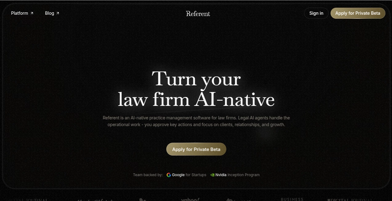 Screenshot of Referent – An AI tool in the ,AI Legal Assistant ,AI Productivity Tools ,AI Workflow Management ,AI Documents Assistant  category, showcasing its interface and key features.