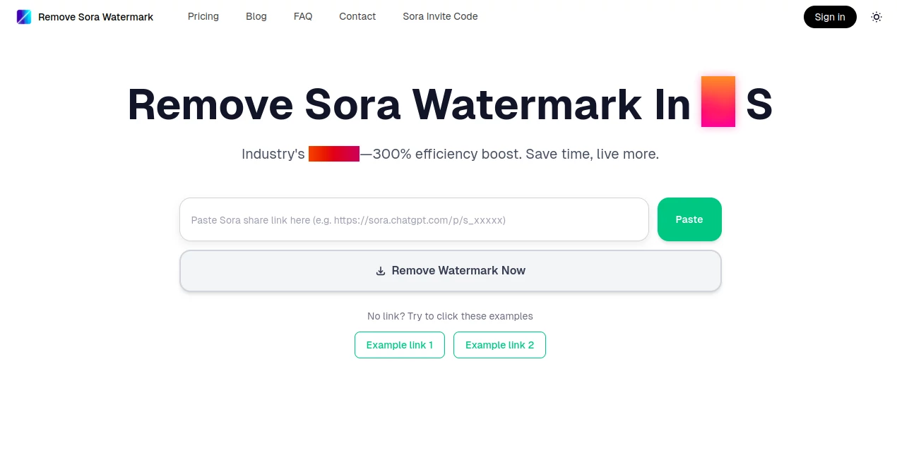 Screenshot of Remove Sora Watermark – An AI tool in the ,Photo & Image Editor ,AI Background Remover ,AI Video Editor ,AI Video Enhancer  category, showcasing its interface and key features.