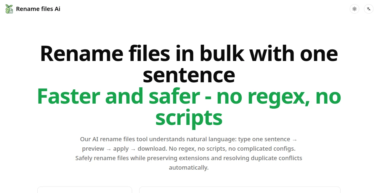 Screenshot of Rename files Ai – An AI tool in the ,AI Documents Assistant ,AI Files Assistant  category, showcasing its interface and key features.