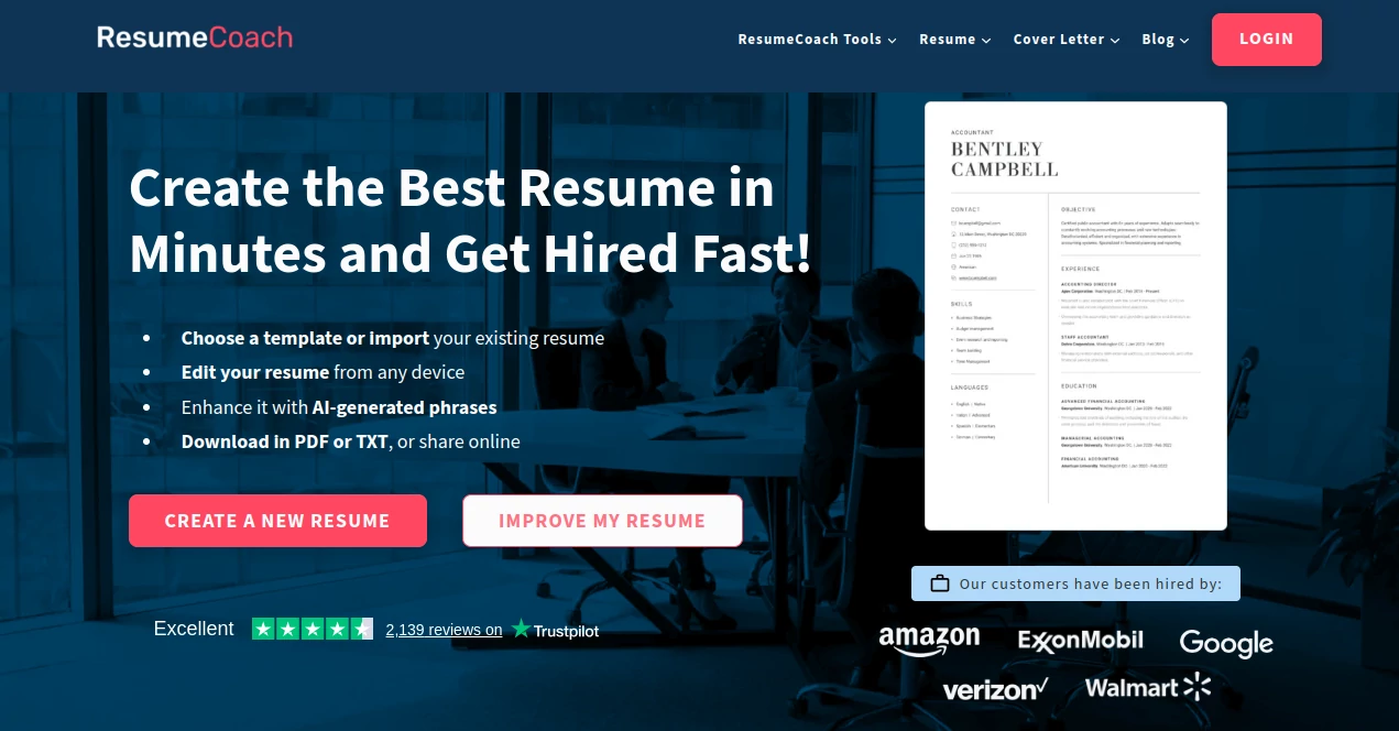 Screenshot of Resume Coach – An AI tool in the ,AI Interview Assistant ,AI Recruiting ,AI Resume Builder ,AI Cover Letter Generator  category, showcasing its interface and key features.