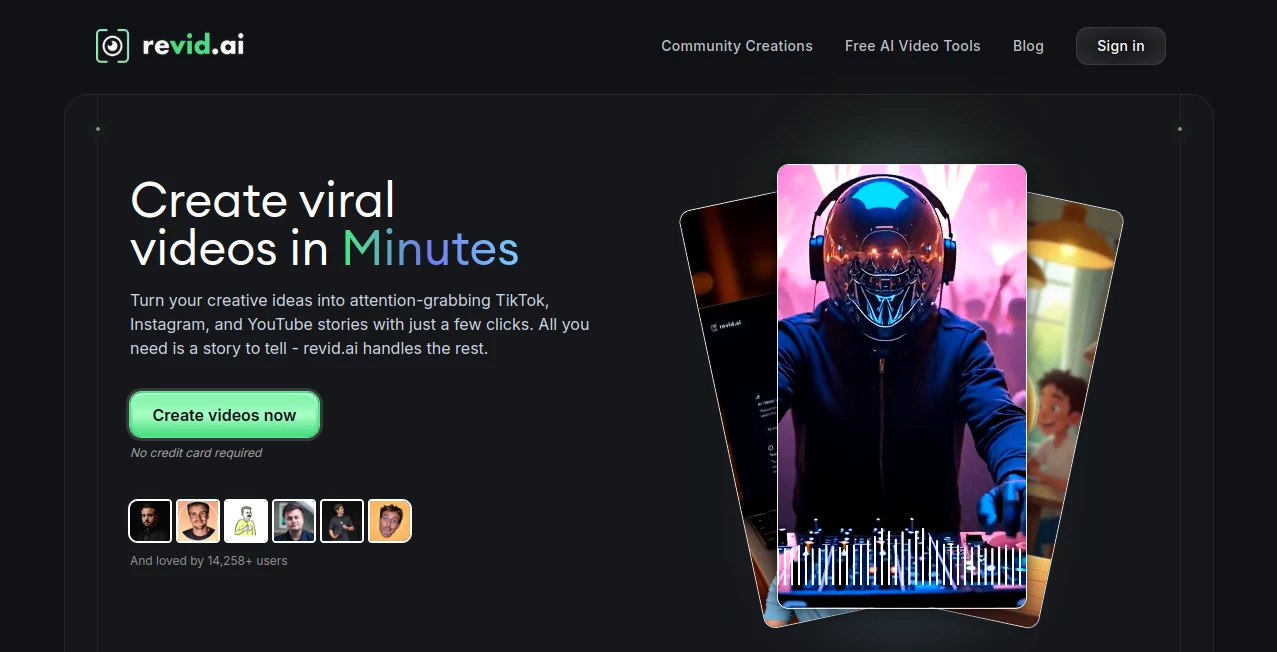 Screenshot of Revid AI – An AI tool in the ,AI Script Writing ,AI Content Generator ,AI Video Generator ,AI Social Media Assistant  category, showcasing its interface and key features.