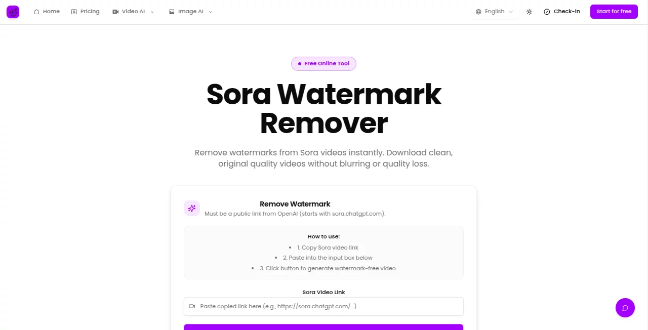 Screenshot of RiceBowl | Sora Watermark Remover – An AI tool in the ,Photo & Image Editor ,AI Video Editor ,AI Video Enhancer ,AI Video to Video  category, showcasing its interface and key features.